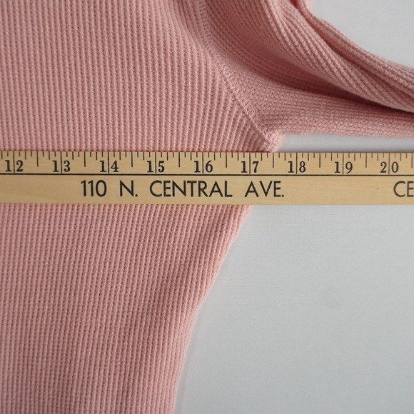 Sundance‎ Waffle Knit Long Sleeve Top Ladies PSmall Pink Crew Neck Button Cuff - Picture 7 of 8